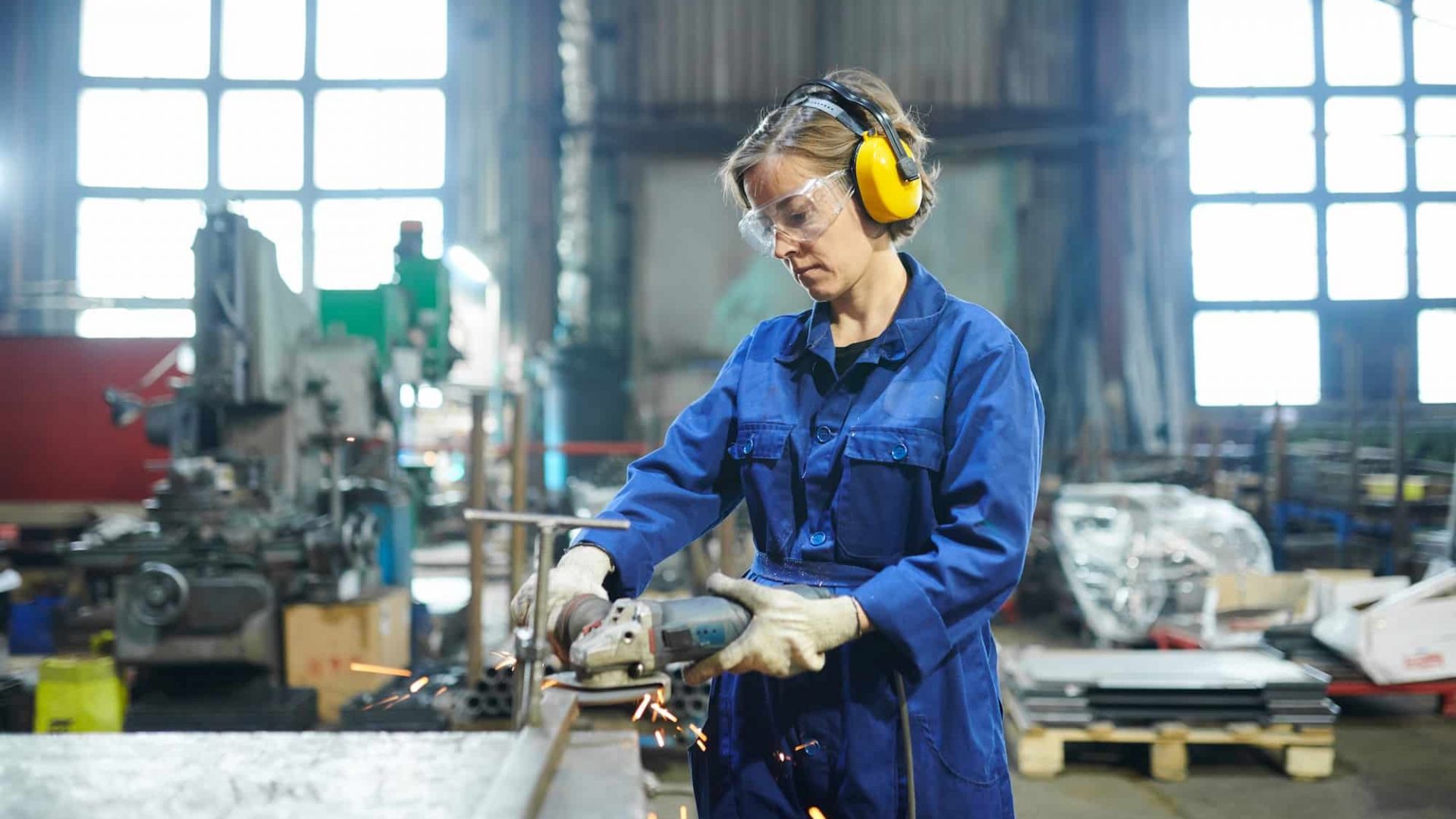 Woman Working in Garage